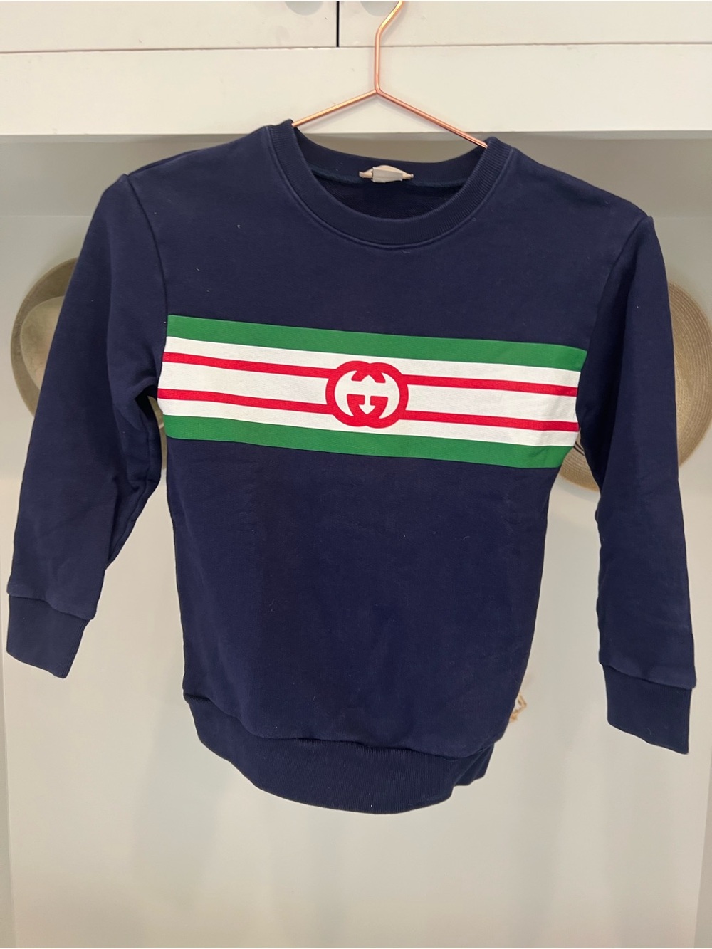 Gucci Navy Kids Sweatshirt with Green and Red Stripes